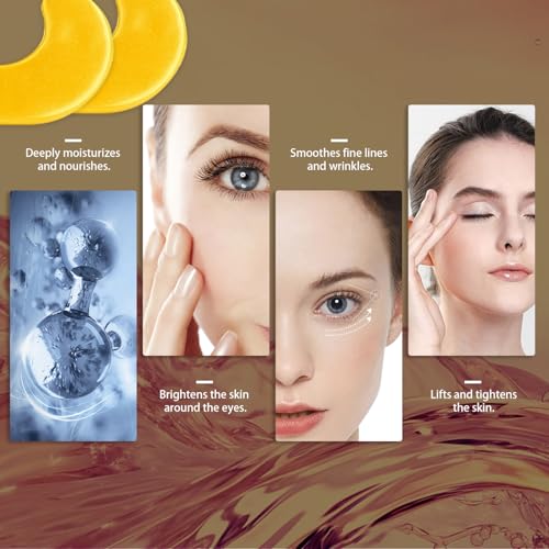 Gold Under Eye Masks ? 24 Pairs Collagen & Hydrating Gel Eye Patches for Dark Circles, Puffy Eyes, Fine Lines & Anti-Aging Skincare ? Vegan, Cruelty-Free Self Care Essentials