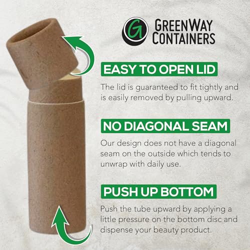 GreenWay 0.15oz / 4.25g Kraft Paperboard Lip Balm Tubes with Lids - 50 Pack Lip Gloss Tubes Refillable DIY Cosmetic Containers ? Extra Thick Push-Up Bottom Lip Balm Containers - Black