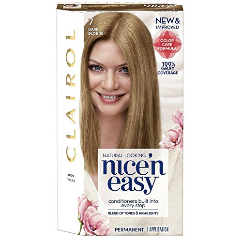 Clairol Nice'n Easy Liquid Permanent Hair Dye, 7 Dark Blonde Hair Color, Pack of 3