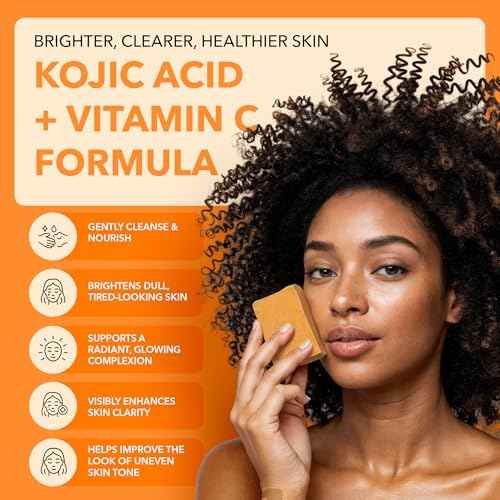 Kojic Acid Complexion Brightening Soap Bar with Vitamin C, Turmeric, Retinol, Collagen & Hyaluronic Acid ? Brightening Face & Body Soap ? Supports Brighter Skin, Even Skin Tone ? 3 Pack