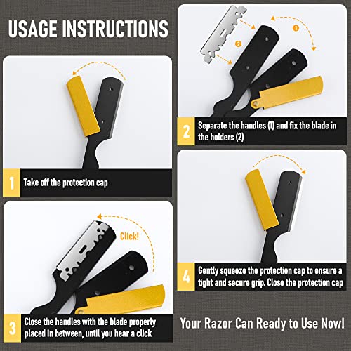 Barber Straight Razor with 100 Single Edge Blades Premium Stainless Steel Professional Shaver Razor for Men Home & Salon Grooming Using (NO.112)