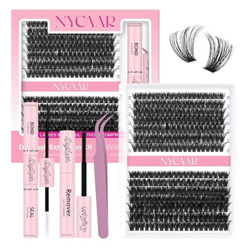 DIY Lash Extension Kit 280Pcs Individual Eyelash Extension Kit 60D80D 0.07D Curl 9-16MIX Lash Clusters Kit with Lash Glue Remover Applicator Easy to Use for Beginners