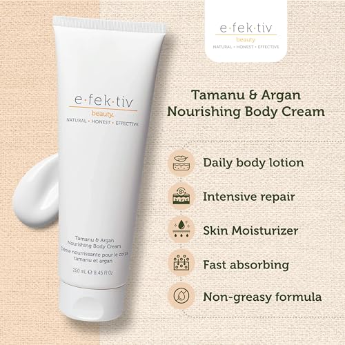 Tamanu and Argan Nourishing Body Cream - Deep Hydrating Moisturizer - Rejuvenates Dry and Dehydrated Skin - Vegan - Sulfate-free - Unisex - 8.45 oz