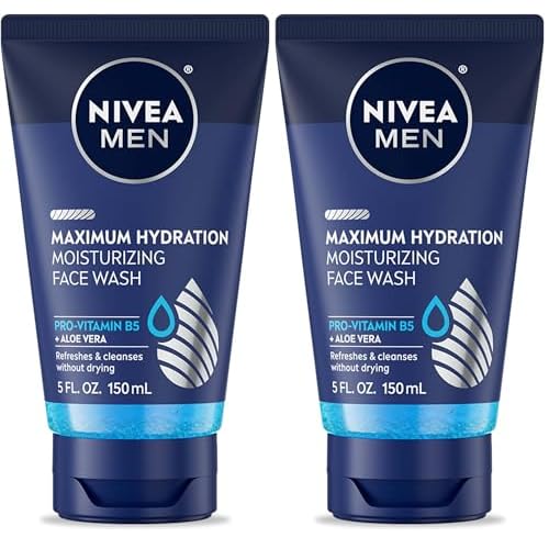 Nivea Men Maximum Hydration Moisturizing Face Wash with Aloe Vera, 5 Fl Oz Tube (Pack of 2)