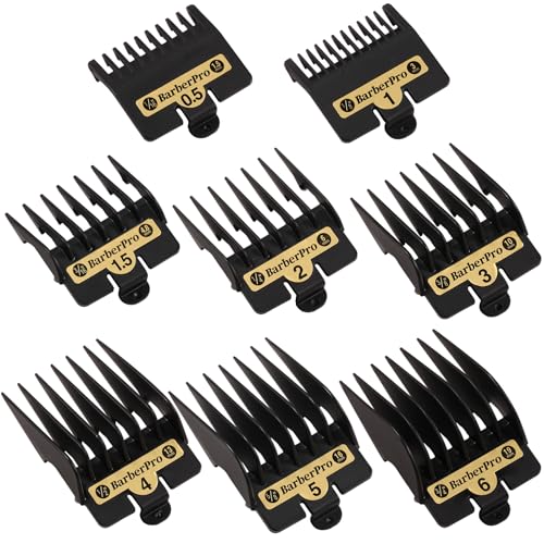 8PACK Premium Clipper Guards Compatible with BaByliss Barberology FX825, FX870, FX880, and FX673, Trimmer Replacement Guards for Babyliss Clippers, Black