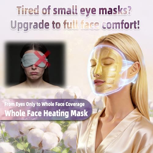 Full Face Steam Mask, Disposable Self-Heating Facial Warm Compress, Gentle Cotton Mask for Deep Pore Cleansing & Skincare Absorption, Portable for Travel, Gifts for Women (5 Pack)