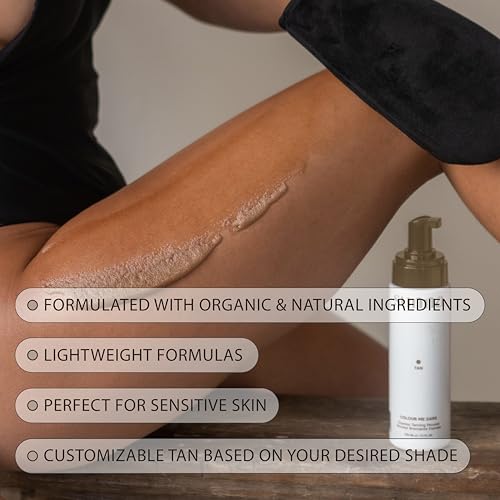 Dark Express Self Tanning Mousse by SunnaTan - Self Tanner Mousse with Natural Ingredients - Lightweight Formula - Vegan & Paraben Free - Made in Canada (210ml)