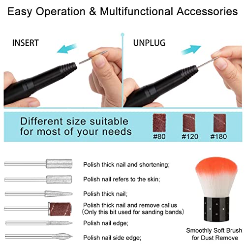 Nail Drill Machine, Electrci Nail File Drill for Acrylic Nails, Professional Nail Drill with Manicure Nail Clipper Set, Stainlees Steel Grooming Kit