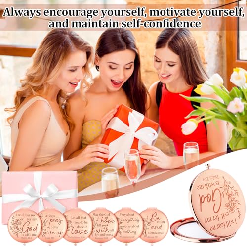 12 Pcs Christian Gifts Mirror for Women Bulk Easter Bible Verse Makeup Compact Pocket Mirror Inspirational Christian Party Religious Gift for Coworker Teacher Employee Travel Church Scripture
