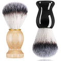 2 Pack Men Shaving Brush, Soap Synthetic Hair Tool & wet Shave Using Cream with Hard Wood Handle Synthetic Travel Paint Brush for Men Valentine Gifts Hair Salon Tool Home(Brown, Black,stylish)