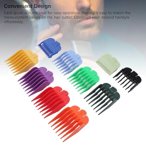 Hair Clipper Guards Set, 10 Sizes Clipper Combs Guides from 1/16 to 1 Inch, Professional Colorful Coded Trimmer Guards ABS Hair Cutting Tools Compatible with Most Clippers