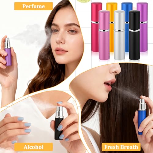 SHENLIU 56 Pcs Perfume Travel Refillable Atomizers Bulk Mini Atomizer Sprayer Perfume Bottle Portable with 56 Pieces Refill Pump Dispenser Pump Transfer Tool for Outgoing (7 Colors, 5 ml)