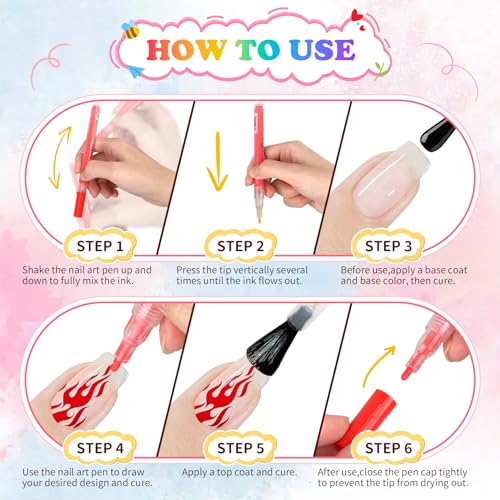36 Colors Nail Art Pen Set,3D Acrylic Nails Art Markers Pens,Quick Dry Nail Doodle Pens for Home & Salon DIY Nail Art £¨1.0 mm Pen Nib£©