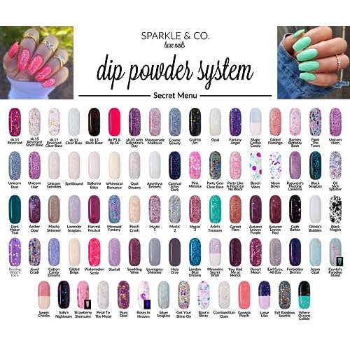 Sparkle & Co. Dip Powders ? Secret Menu: Black Seaglass (Black with Opal Flakes) 1 Ounce Dipping Powder Jar For Manicure DIY Winter Shade, No Lamp Needed