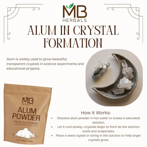 MB Herbals Alum Powder 8 oz / 0.5 lb / 227g | Deodorant | After Shave | Leather Fabric and Paper Mordant | Do Not Ingest | External Use Only