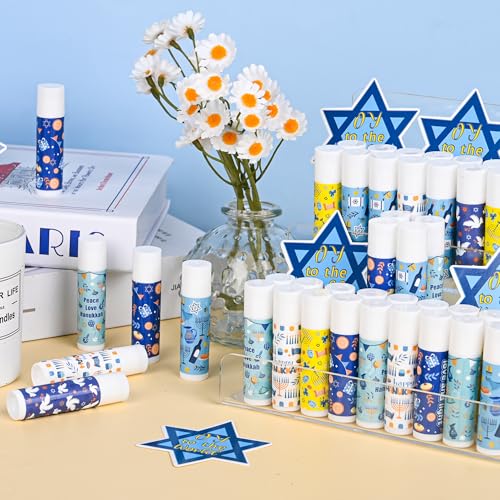 48 Pcs Hanukkah Gifts Include Lip Balm Thank You Tag Organza Bag for Women Birthday Hanukkah Gifts