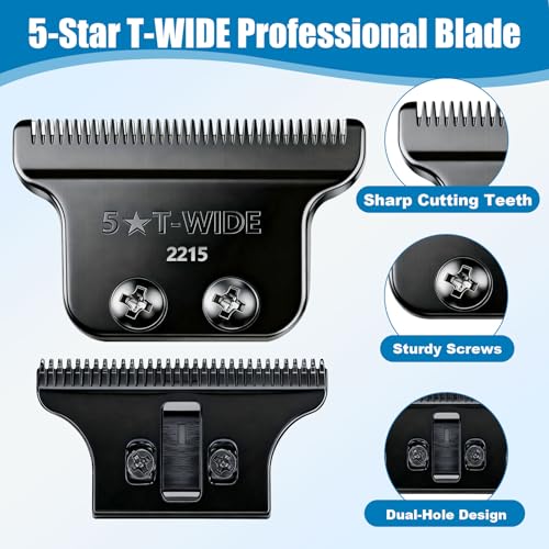 2215 Adjustable Zero-Gap T Blade Replacement for Wahl 5 Star Detailer Li Trimmer Models 8081/8171 (Black-2)
