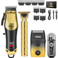 pebsoa¢ç Men's Professional Hair Clipper, Cordless Trimming Kit with Gradation Attachments, Razor & Nose Hair Trimmer 4-Piece ?All-in-One Salon & Home Grooming Set