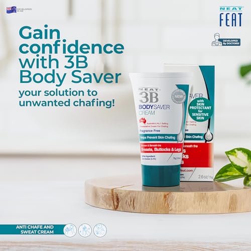Body Saver Anti-Chafe and Sweat Rash Cream. Under Arm, Breast, Buttocks, Thighs and Groins 2.6 Fl Oz