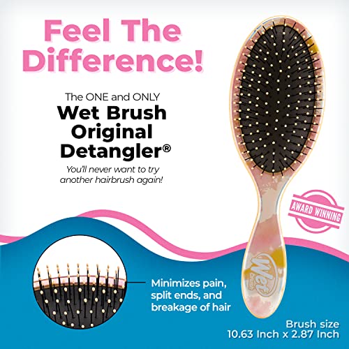 Wet Brush Original Detangler Hair Brush, Tie Dye Peach - All Hair Types - Ultra-Soft IntelliFlex Bristles Glide Through Tangles with Ease - Pain-Free Comb for Men, Women, Boys and Girls