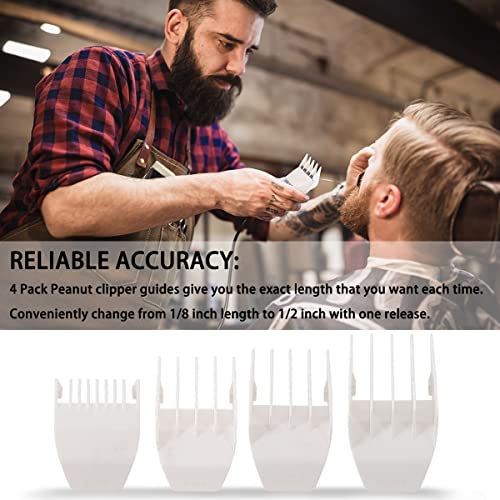Professional Peanut Clipper Guards for Wahl Peanut ? From 1/8 Inch to 1/2 Inch, Fits for Wahl Peanut, White-4PCS