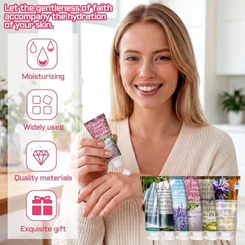 Leelosp 48 Pcs Christian Hand Cream Bulk for Women Bible Verse Hand Lotion Gifts Mini Travel Size Lotion Christian Gifts for Women Skin Dry Bible for Mom Grandma Christmas Holiday