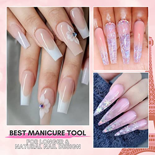 Makartt Poly Nail Gel Kit, Clear Pink Spring Summer Color Nail Extension Set Bundle with Disposable Nail Mats,50Pcs Pink Fordable Nail Paper Towels for Table Acrylic Nail Practice Sheet