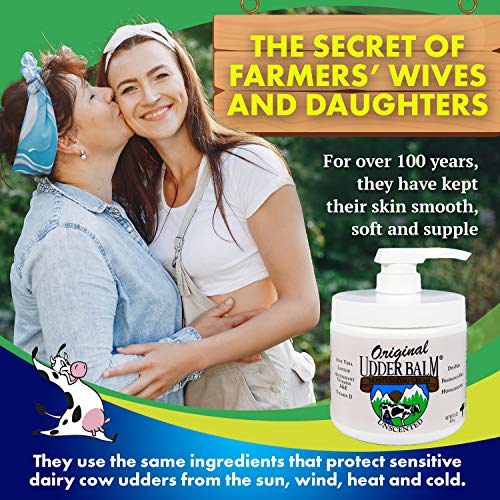 Original Udder Balm Unscented 16 oz Pump Jar and 64 oz Refill Tub Bundle - Hypoallergenic Formula, Dye-Free and Fragrance-Free, Body Moisturizing for Very Dry Skin