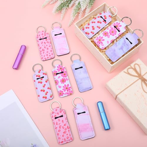 10 PCS Lip Balm Sleeves Holder Keychain, Lipbalm Sleeve Pouch Organizer with Clip, Portable Lipstick Holder Key Chain Lip Gloss Case for Women Christmas Gfts Lipstick Holders for Badge Reel