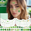 Glitter Freckles Face Tattoo, St Patrick's Day Glitter Shamrock Temporary Tattoos with Green Face Gems, Faux Freckles Saint Patricks Day Accessories Makeup Art Decorations Gift for Women