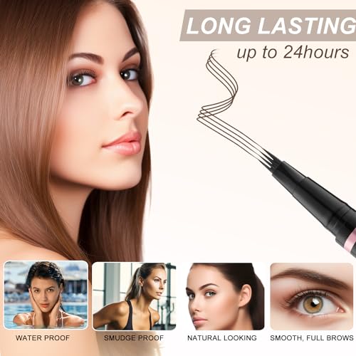 2-in-1 Waterproof Eyebrow Pen and Ultra-Precise Pencil with Dual-ended Brow Brush - Zok Dark Brown