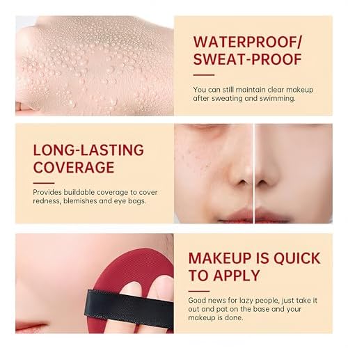 MAEPEOR Cushion Foundation 9 Colors Full Coverage Weightless Satin Glow Foundation Hydrating Long-Lasting Cushion BB Cream (Color 09)
