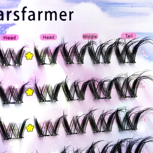 Thick Fluffy Self Adhesive Eyelashes Clusters Extension, 11-14mm 80pcs Pre-Glue False Eyelashes Clusters Set, Individual Lashes, No Glue Needed