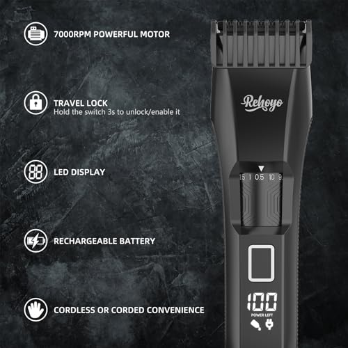 Beard Trimmer for Men Adjustable: Professional Cordless Trimmer with 20-Length Dial ? Waterproof Hair Clippers w/Stainless Steel Blades for Beard, Mustache & Face Grooming ? Gifts for Dad & Him
