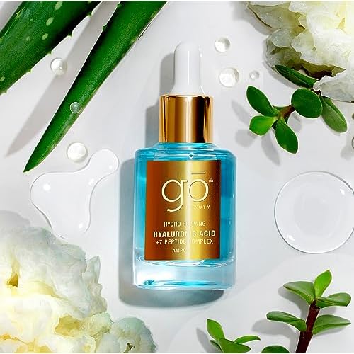 Go Beauty Triple Hyaluronic Acid Hydrating Serum ? Hydrate, Soothe & Plump ? Collagen, Vitamin B5 & 7 Peptide Complex for Dry & Aging Skin, 1 fl. oz