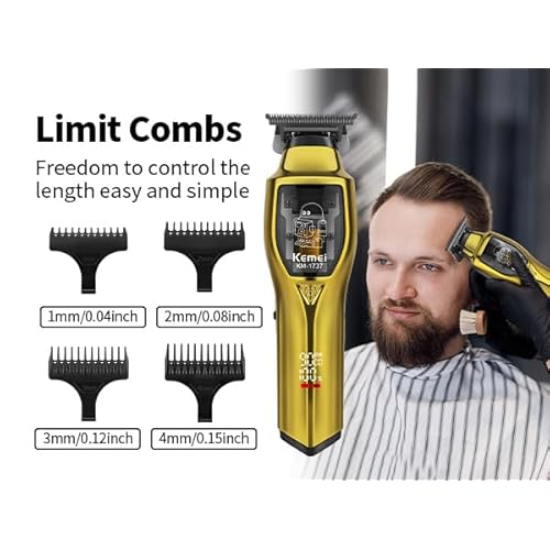 KEMEI Professional Cordless Hair Clipper for Men ? Barber Trimmer, Haircutting Tool, Long-Lasting Battery, USB Charging with LED Display, The Ultimate Grooming Gift for Men