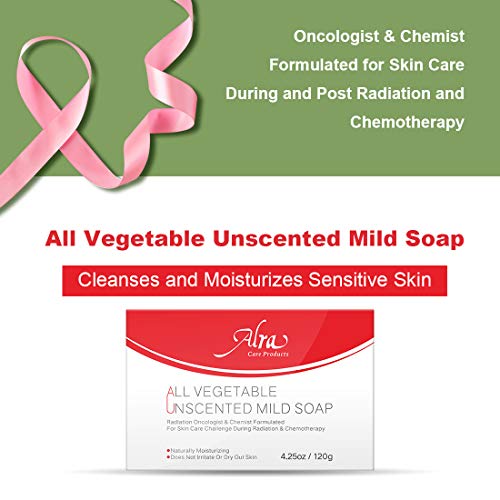 Alra - All Vegetable Unscented Mild Soap - Cleanses Skin During and Post Cancer Chemotherapy and Radiation Treatment - Soothing for Eczema, Psoriasis, Dermatitis - Natural & Fragrance Free (Red1)