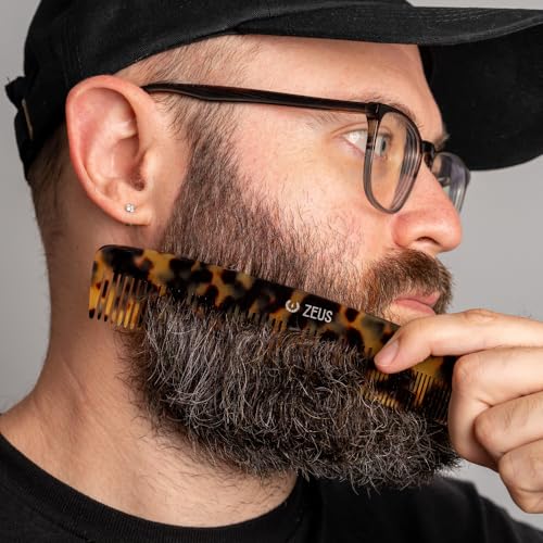 ZEUS 7.5¡± Large Beard & Mustache Comb, Handmade Saw-Cut Comb for Men¡¯s Grooming, Anti-Static, Ultra-Smooth Finish for Snag-Free Styling (Traditional) C11