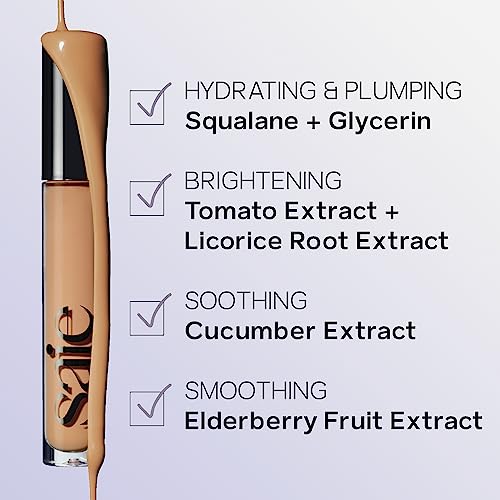 Saie Hydrabeam Under Eye Brightener - Sheer + Hydrating Concealer with Glycerin, Squalane + Cucumber Extract - Brightening Under Eye Concealer + Corrector for Even, Glowing Skin - Shade 5.5 (0.2 oz)