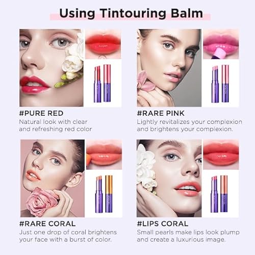 DEWYCEL TINTOURING BALM | PURE RED | Non-Sticky Moisturizing & Hydrating Tinted Lip Balm for Chapped Lips | Natural Color Lip Glow Balm | 0.16 oz (4.5g)