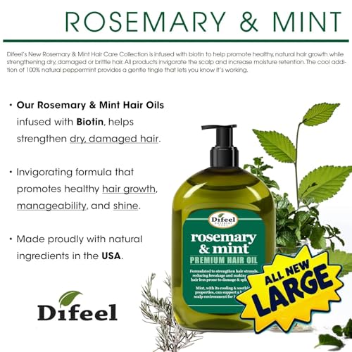 Difeel Rosemary and Mint Elevated Premium Hair Oil - Large 12 oz.