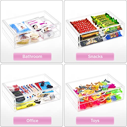 Sorbus Large Stackable Acrylic Drawers - 2 Clear Storage Drawers for Organizing Make up, Nail Polish, Hair Accessories, and Beauty Supplies - Makeup Organizer for Vanity, Bathroom Organizer Countertop