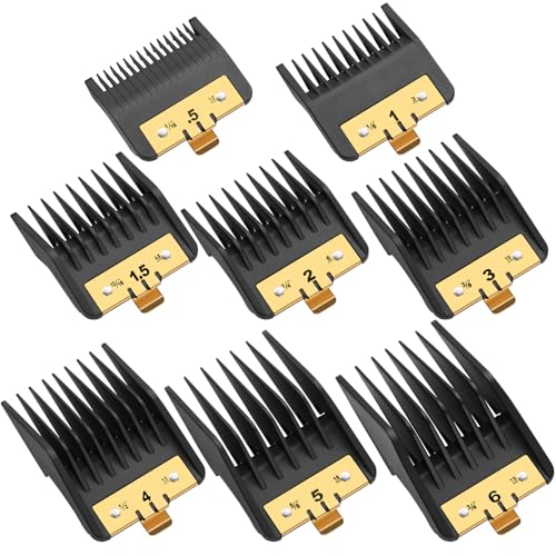 8PCS Premium Clipper Guards with Metal Clip compatible with BaBylissPRO Barberology Comb Set,Cutting Lengths 1/16¡±-3/4 ¡±, for Babyliss Clipper Guards for FX870 FX890 FX825 FX673 Clippers