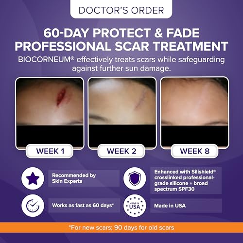 Biocorneum Advanced Scar Treatment with Silishield¢ç & SPF 30 10g ? Made in the USA, Fast-Drying, Silicone Scar Gel - Surgeon Recommended for New & Old Scars - Suitable for Children Over 6 Months