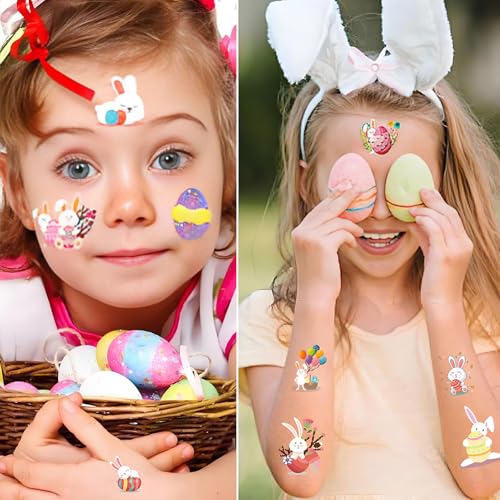 200 PCS Easter Temporary Tattoos Stickers, 20 Sheets Easter Themed Stickers for Teens and Adults, Sticker for Easter Eggs Decorations, Easter Egg Designs for Basket Stuffers and Holiday