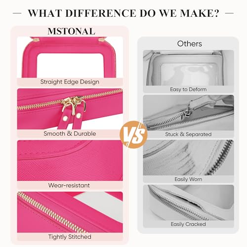 Clear Makeup Bag, Travel Toiletry Bag Cosmetic Case for Women, Waterproof Portable Make Up Skincare Pouch with Zipper, Compact Car Organizer Bag for Essentials, Medium Size, Hot Pink