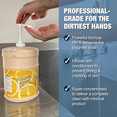 Zenex Orange Crush Hand Soap with Pumice and Skin Conditioners - Industrial Hand Cleaner | Citrus Cr?me Scent | Dissolve Tough Soils | Does Not Dry Out Skin | 1 Gallon (1-Pack)