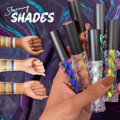 Profusion Cosmetics Liquid Eyeshadow - Prismatic Chrome 6 Stunning Shades, Intense Pigment and Lightweight Texture, Blendable & Long-Wearing Formula, Vegan & Cruelty-Free Eye Makeup (Insomnia)