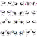 SIQUK 12 Sets Face Jewels Rhinestone Face Gems Stick on Crystal Face Jewel Stickers Mermaid Face Jewels for Rave Carnival Festival Party