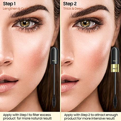 Volume and Length Liquid Mascara - Lengthening & Thickening Softer Fuller Lashes Black Mascara 5x Longer Washable, Curling Eyelashes and Fast Dry, Create Charming Eye Makeup (Black)